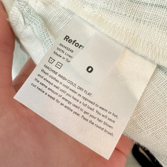 Reformation Eileen Striped Linen Midi Dress Sz 0 - Picture 10 of 10